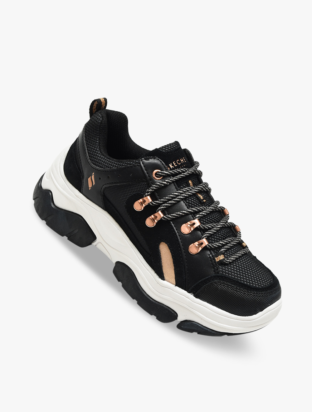 Skechers Ampd - City Chic Womens Sneaker Shoes - Black/Rose Gold
