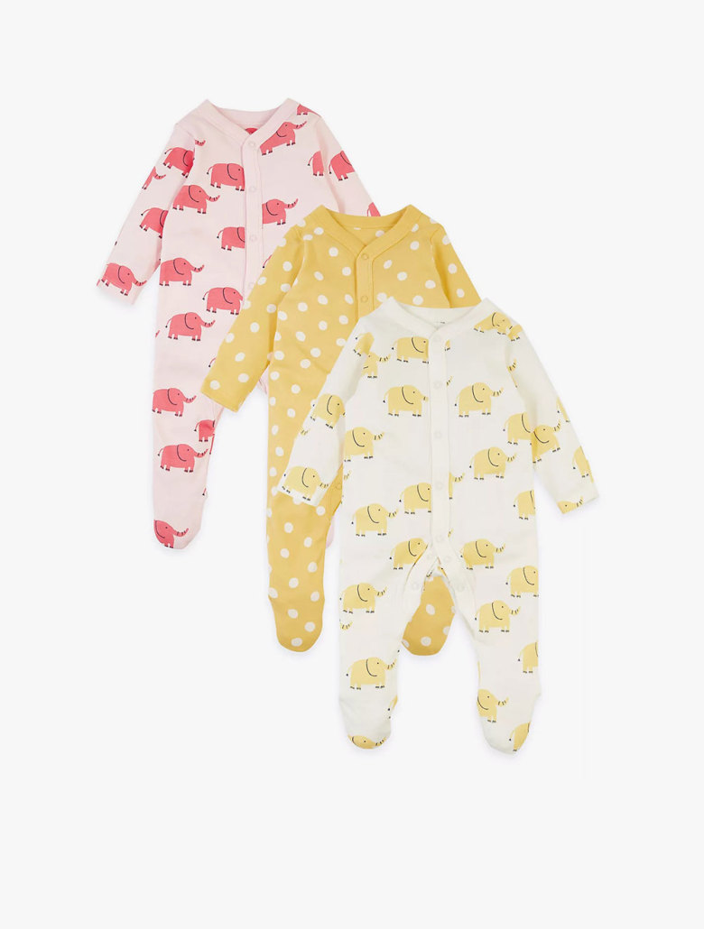 3 Pack Organic Cotton Sleepsuits