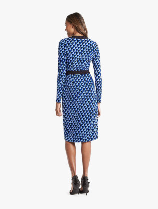 Geometric Print Long Sleeve Wrap Midi Dress1
