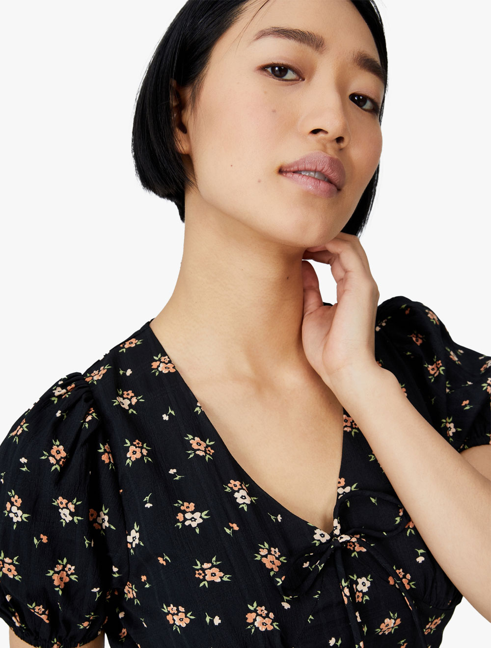 Short Sleeve Tie Up Bed Jacket Petite