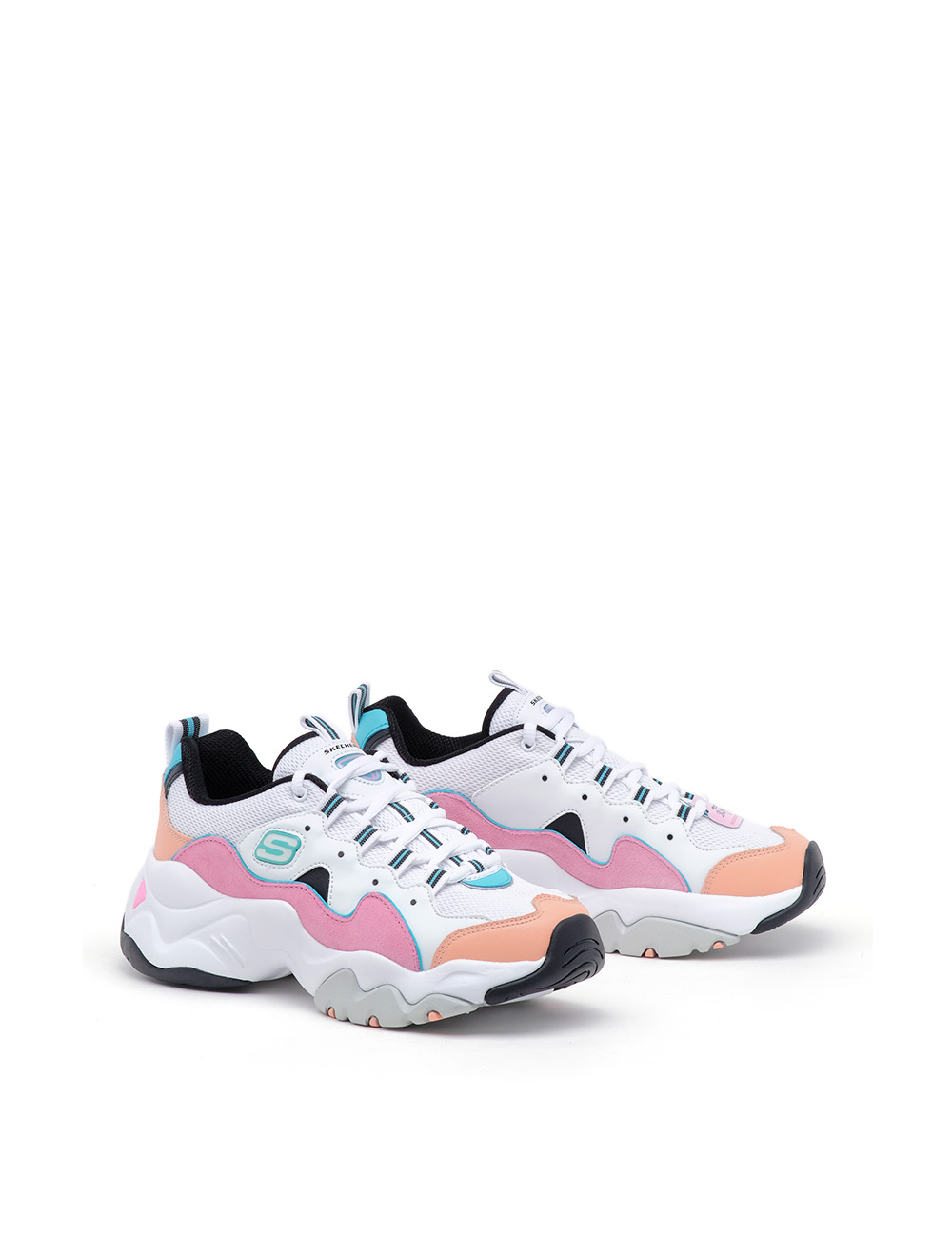 Skechers DLites 3 Zenway Womens Sneakers Shoes White/Pink