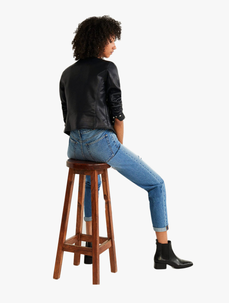 Biker Bar Stool, Zipped Biker Jacket