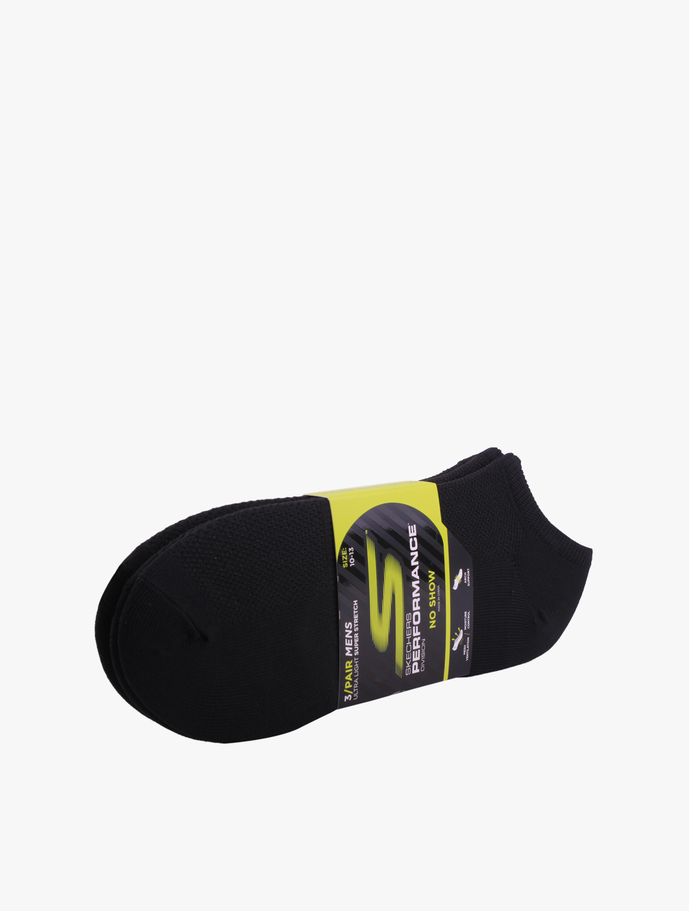 Skechers 3 Pack No Show Mens Socks - Black