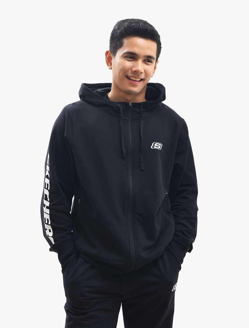 Skechers Logo Hoodie Mens Jacket Black