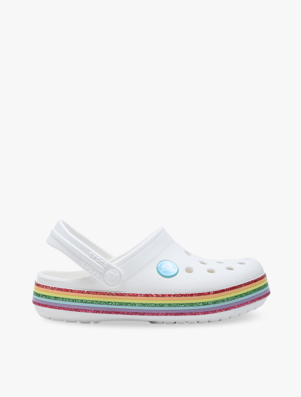 rainbow white crocs