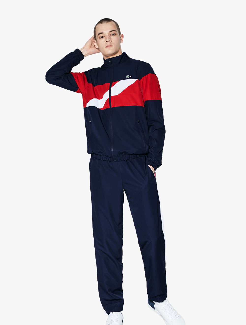 all black lacoste tracksuit
