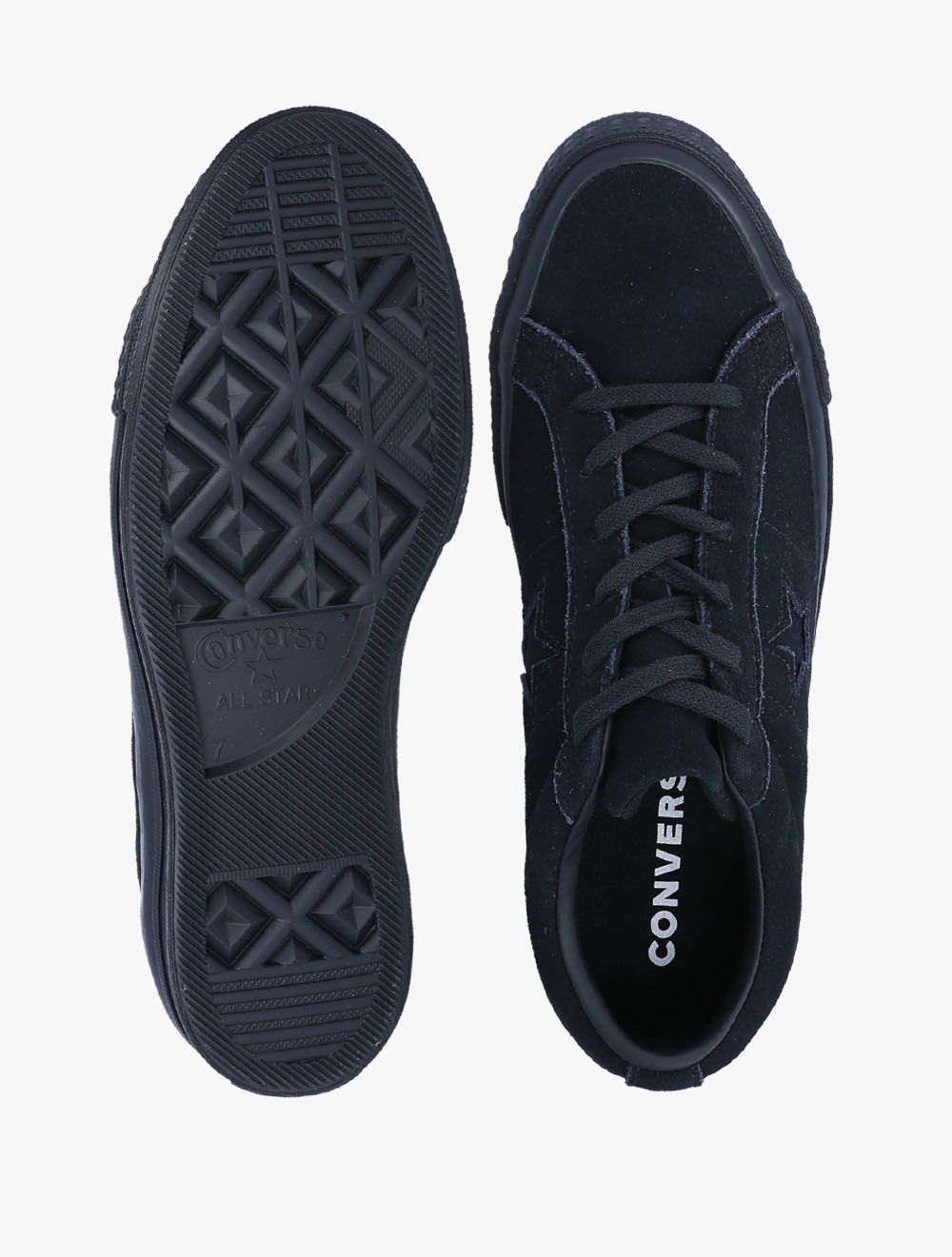 one star suede triple black low top