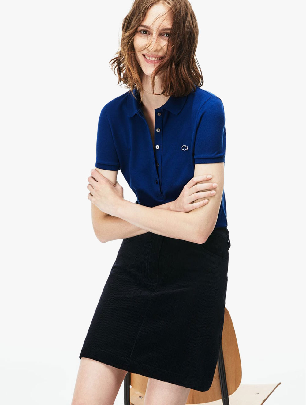 women's slim fit stretch mini piqué polo shirt