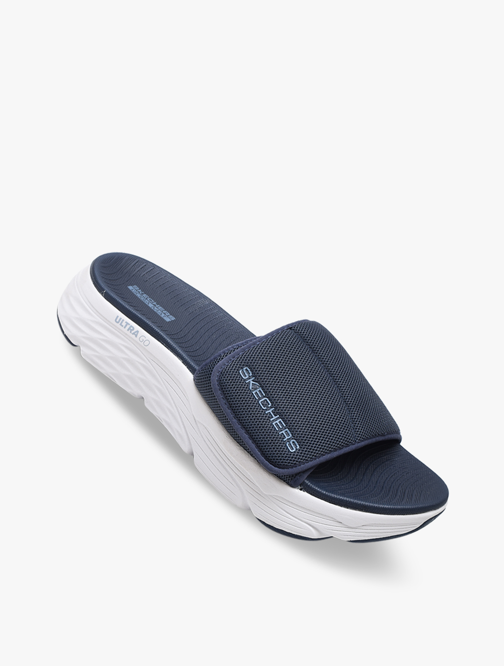 skechers slides blue