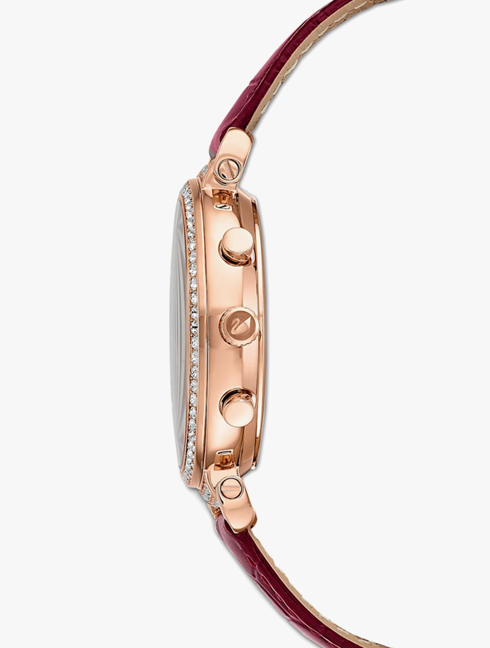 Passage Chrono Watch, Leather strap, Red, Rose-gold tone PVD thumbnail 2